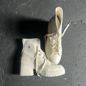Converse White Lace Up Boots with Rugged Sole